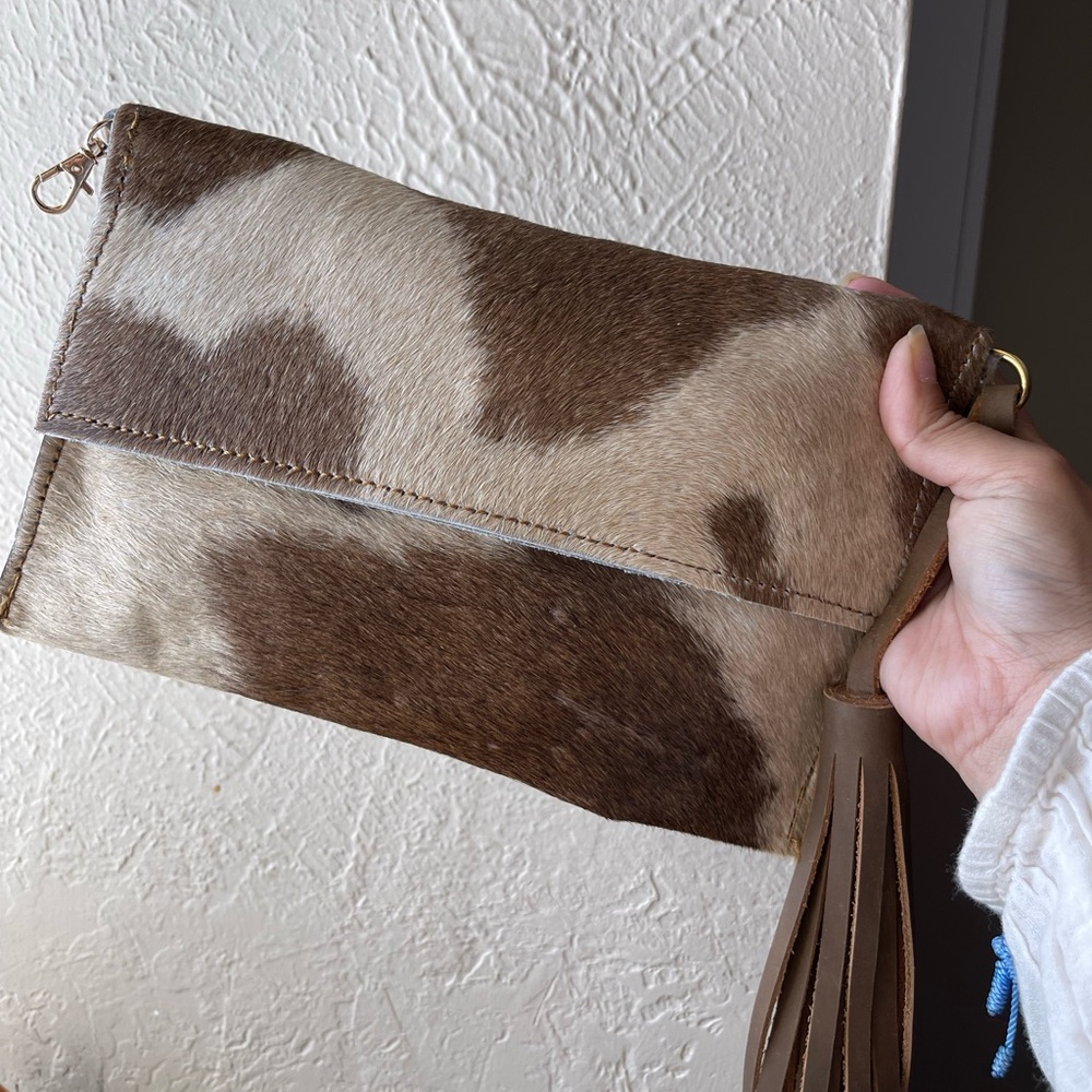 Cowhide Patterned Clutch Bag